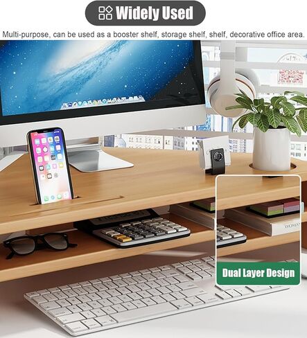 Corner Monitor Stand 2 Tiers Corner Monitor Stand Riser with Storage, Laptop Computer Desk Organizer Stand for Office Study Room, Save Space Desktop Triangle Shelf(Brown) in Saudi Arabia