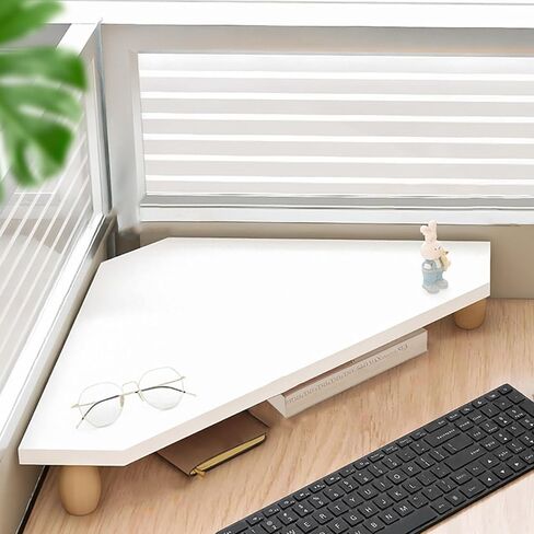 Corner Monitor Stand White Triangle Monitor Stand for Desk, Sturdy Computer Corner Shelf Save Space, Living Room Meeting Room Laptop Holder, Easy to Clean in Saudi Arabia