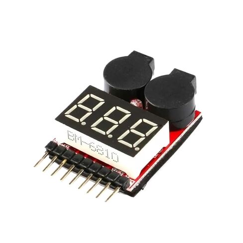 1-8S Lipo Li-ion Fe Battery Voltage 2IN1 Indicator Tester Low Voltage Buzzer Alarm Car Boat LED 3.7-30V Dual Speaker in Saudi Arabia