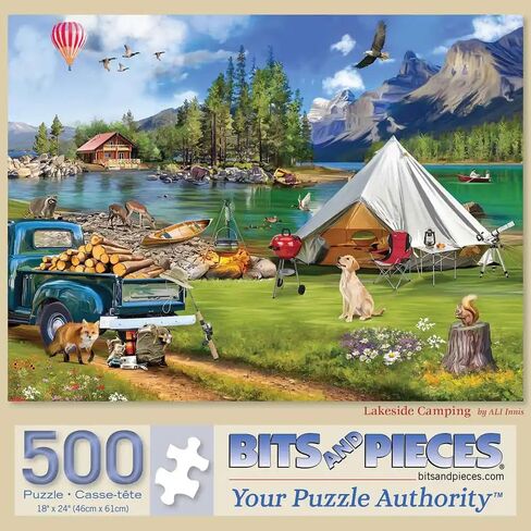 Bits and Pieces - 300 Piece Jigsaw Puzzle for Adults - 18" x 24" - Lakeside Camping - 300 pc Large Piece Nature Rustic Jigsaw by Ali Innis in Saudi Arabia