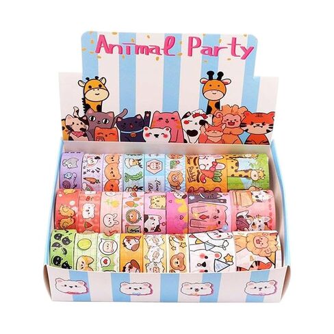 Animal Party Washi Tape Set – 24-Piece Cute Cartoon Animal Paper Tapes for Journaling, Scrapbooking, DIY Crafts, Planner Decoration & Gift Packaging in Saudi Arabia