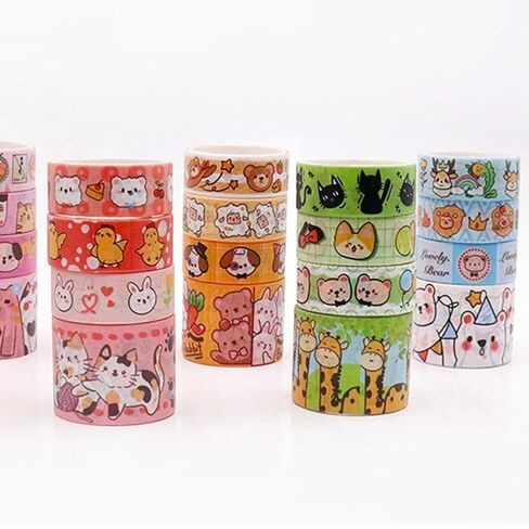 Animal Party Washi Tape Set – 24-Piece Cute Cartoon Animal Paper Tapes for Journaling, Scrapbooking, DIY Crafts, Planner Decoration & Gift Packaging in Saudi Arabia
