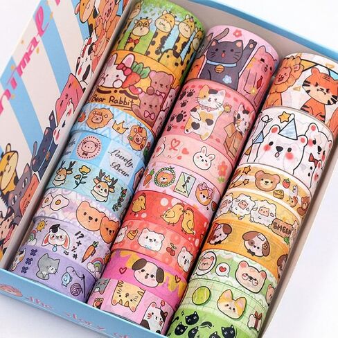 Animal Party Washi Tape Set – 24-Piece Cute Cartoon Animal Paper Tapes for Journaling, Scrapbooking, DIY Crafts, Planner Decoration & Gift Packaging in Saudi Arabia