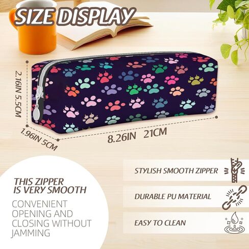 Cute Colorful Dog Paws Pencil Case,PU Pencil Pouch, Portable Pencil Bag, Multipurpose Pen Case for Study & Office in Saudi Arabia