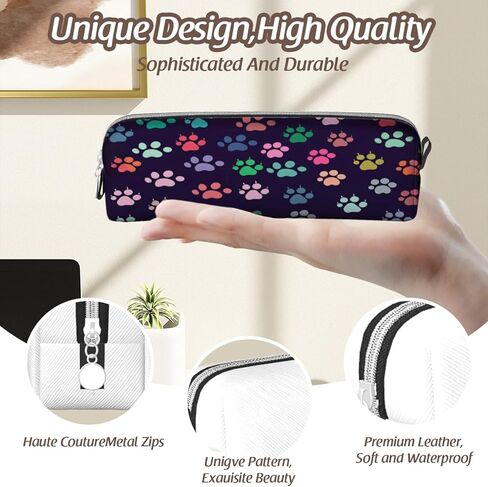 Cute Colorful Dog Paws Pencil Case,PU Pencil Pouch, Portable Pencil Bag, Multipurpose Pen Case for Study & Office in Saudi Arabia