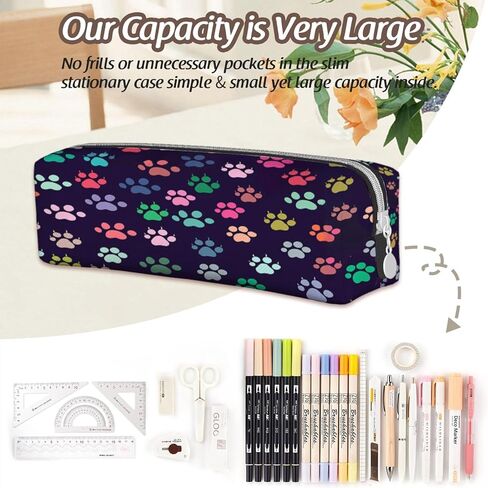Cute Colorful Dog Paws Pencil Case,PU Pencil Pouch, Portable Pencil Bag, Multipurpose Pen Case for Study & Office in Saudi Arabia