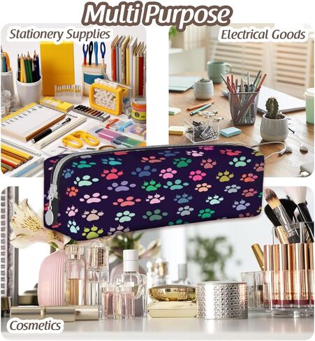 Cute Colorful Dog Paws Pencil Case,PU Pencil Pouch, Portable Pencil Bag, Multipurpose Pen Case for Study & Office in Saudi Arabia