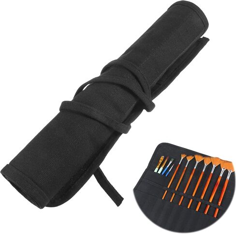 30 Slots Paint Brush Case Storage for Acrylic Oil Watercolor Paint Brush Holder Roll Up Case Storage Gouache Brushes Canvas Pouch in Kuwait