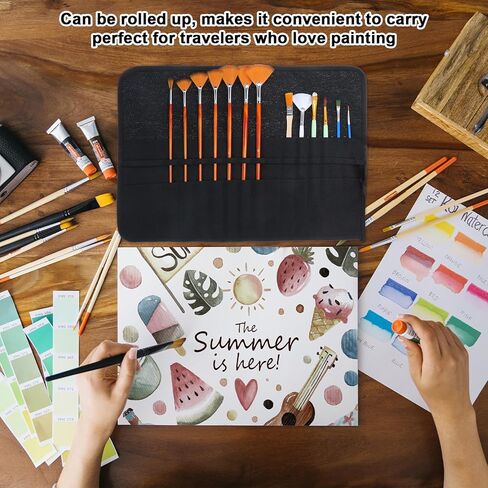 30 Slots Paint Brush Case Storage for Acrylic Oil Watercolor Paint Brush Holder Roll Up Case Storage Gouache Brushes Canvas Pouch in Kuwait