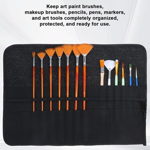 30 Slots Paint Brush Case Storage for Acrylic Oil Watercolor Paint Brush Holder Roll Up Case Storage Gouache Brushes Canvas Pouch in Kuwait