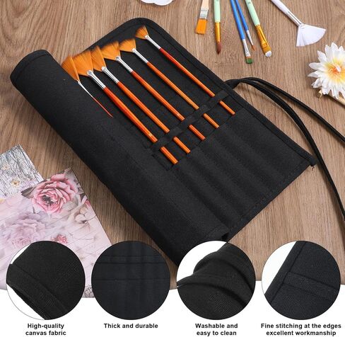30 Slots Paint Brush Case Storage for Acrylic Oil Watercolor Paint Brush Holder Roll Up Case Storage Gouache Brushes Canvas Pouch in Kuwait