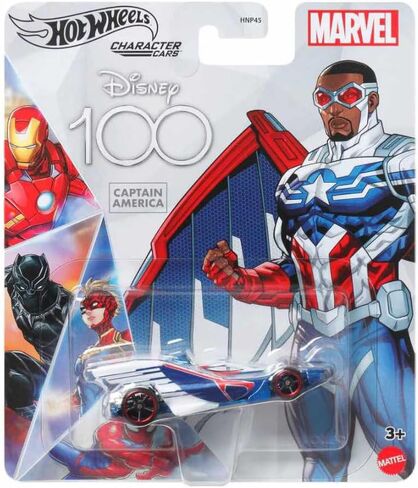 Hot Wheels Disney 100 Marvel Character Cars, Captain America and Captain Marvel, Bundle of 2 Collectible Die-Cast Vehicles in Saudi Arabia