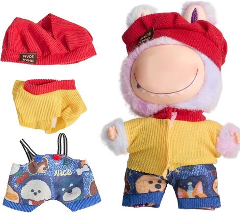 ملابس لدمية 17 سم (بدون دمية)، مجموعة ملابس لطيفة لدمية لوبوبو 17 سم، إكسسوارات ملابس دمى لطيفة لهواة التجميع من البنات والأولاد in Kuwait