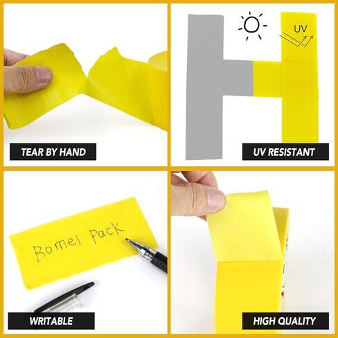 BOMEI PACK Yellow Painters Tape 1 Inch Bulk - Paint Tape 10 Rolls x 1 Inch x 55 Yards - Painter's Tape Yellow Masking Tape for Walls Painting, DIY Crafting, and School Projects, Total 550 Yards in Saudi Arabia