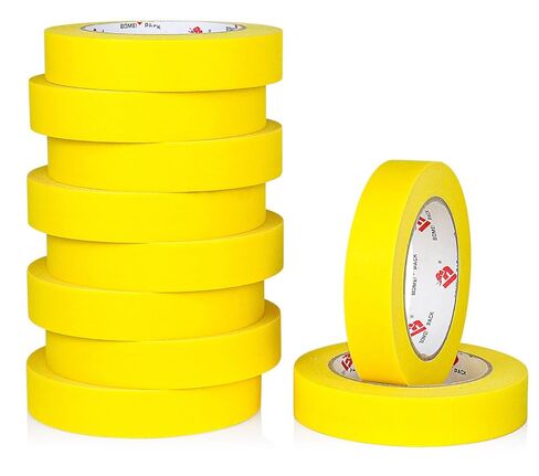 BOMEI PACK Yellow Painters Tape 1 Inch Bulk - Paint Tape 10 Rolls x 1 Inch x 55 Yards - Painter's Tape Yellow Masking Tape for Walls Painting, DIY Crafting, and School Projects, Total 550 Yards in Saudi Arabia