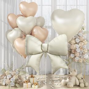 بالونات على شكل قلب وردي أبيض مقاس 30 بوصة، بالونات كبيرة من رقائق القوس، 10 قطع بالون بعقدة وردية عملاقة مقاس 38 بوصة مع مجموعة بالونات هيليوم على شكل قلب كريمي مقاس 18 بوصة للنساء وحفلات أعياد الميلاد وحفلات الزفاف وحفلات الزفاف in Kuwait