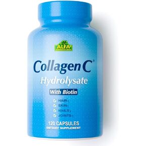 هيدروليزات الكولاجين الفاخر من فيتامينات ألفا - مكمل غذائي مضاد للشيخوخة غني بفيتامين C - تجديد شباب البشرة والأظافر والشعر - يدعم صحة العظام والعضلات - صنع في الولايات المتحدة الأمريكية - 120 كبسولة in Kuwait