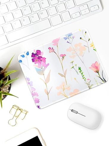 7.9 x 9.4 Square Mouse Pad with Beautiful Flowers Plants Printed Pattern, Washable Mouse Pad, Non-Slip Rubber Base Computer Mouse Pads for Home Office in Saudi Arabia