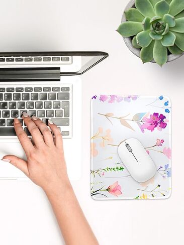7.9 x 9.4 Square Mouse Pad with Beautiful Flowers Plants Printed Pattern, Washable Mouse Pad, Non-Slip Rubber Base Computer Mouse Pads for Home Office in Saudi Arabia