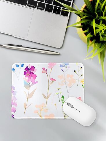 7.9 x 9.4 Square Mouse Pad with Beautiful Flowers Plants Printed Pattern, Washable Mouse Pad, Non-Slip Rubber Base Computer Mouse Pads for Home Office in Saudi Arabia