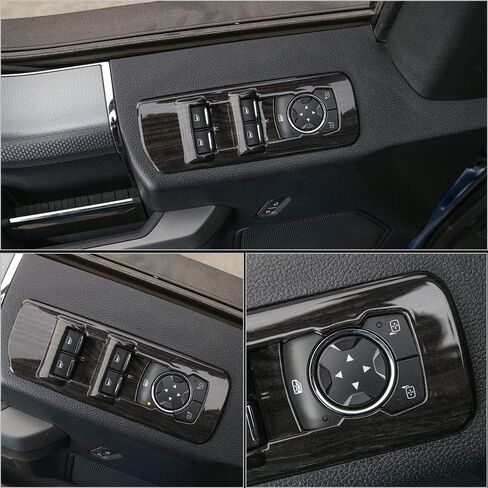 Voodonala Black Wood Grain Window Lift Panel Switch Trims Kit for 2015 2016 2017 2018 Ford F150 in Saudi Arabia