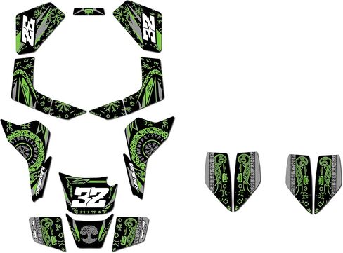 مجموعة رسومات لسلسلة Kawasaki KFX 80 (2003-2006) Midgard - ملصقات الدراجة الترابية ATV UTV، ملصق السباق الرباعي Dirtbike ملحقات السيارات موتوكروس بدون بلاستيك in Kuwait
