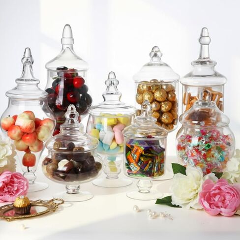 6 Sets Glass Apothecary Jars with Lids and Scoops 3 Styles Clear Candy Jars with Lids for Candy Buffets Candy Display Containers Bath Salt Container for Cookie Crafts Bathroom Kitchen Storage in Saudi Arabia