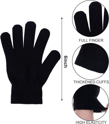 6 Pack Winter Hats and Gloves Beanies Hats and Gloves Set Warm Beanies Hats Elasticity Full Finger Gloves for Cold Weather in Kuwait