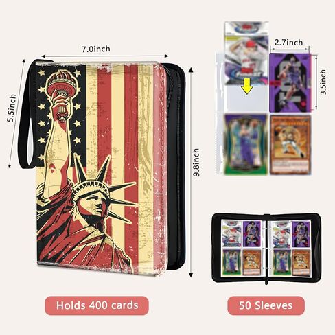 Trading Card Binder, 4 Pockets 400 Card Holder Collector Album with 50 Removable Sleeves, Portable Trading Collection Album for photocard kpop mtg/TCG Game Football Sports Cards, Colorful Art in Saudi Arabia