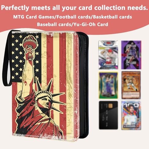 Trading Card Binder, 4 Pockets 400 Card Holder Collector Album with 50 Removable Sleeves, Portable Trading Collection Album for photocard kpop mtg/TCG Game Football Sports Cards, Colorful Art in Saudi Arabia