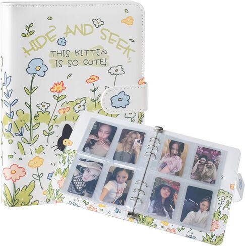 A5 Kpop Photocard Binder with 30 4-Pocket Pages (240 Card Slots),6 Ring A5 Binder Card Collector Album,PU Leather Binder Cover with Magnetic Buckle Closure for Organizing Trading Card(White) in Saudi Arabia