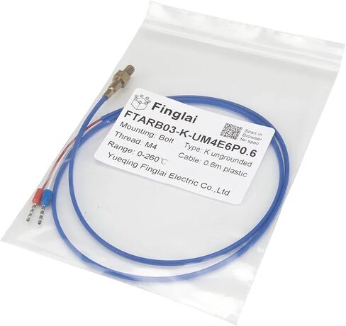 FTARB03 K Type M3 M4 Bolt Head ungrounded 0.6m Plastic Cable 3D Printer thermocouple Screw Temperature Sensor(M4 6x6.8mm Bolt hex) in Saudi Arabia