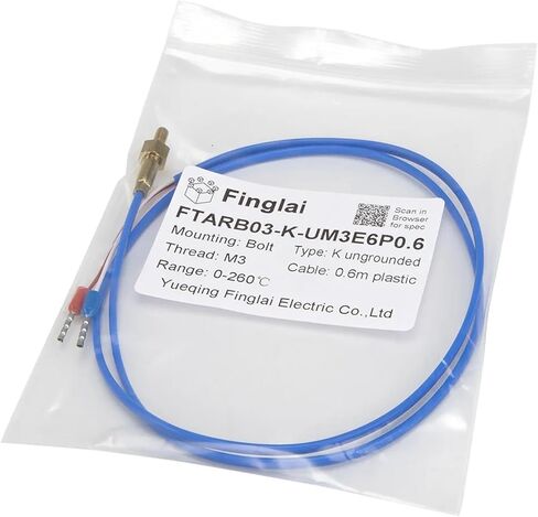 FTARB03 K Type M3 M4 Bolt Head ungrounded 0.6m Plastic Cable 3D Printer thermocouple Screw Temperature Sensor(M4 6x6.8mm Bolt hex) in Saudi Arabia