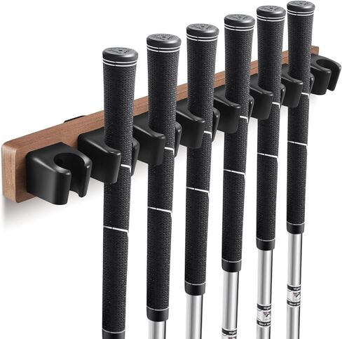 Wooden Golf Club Holder 8 Clips Golf Club Rack Golf Organizer for Garage Wall Display Golf Club Wall Mount Golf Club Hanger with Screws for Golf Club Putters, Grip up Type in Kuwait