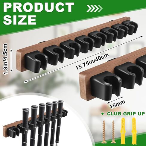 Wooden Golf Club Holder 8 Clips Golf Club Rack Golf Organizer for Garage Wall Display Golf Club Wall Mount Golf Club Hanger with Screws for Golf Club Putters, Grip up Type in Kuwait