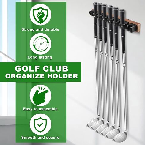 Wooden Golf Club Holder 8 Clips Golf Club Rack Golf Organizer for Garage Wall Display Golf Club Wall Mount Golf Club Hanger with Screws for Golf Club Putters, Grip up Type in Kuwait