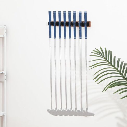Wooden Golf Club Holder 8 Clips Golf Club Rack Golf Organizer for Garage Wall Display Golf Club Wall Mount Golf Club Hanger with Screws for Golf Club Putters, Grip up Type in Kuwait