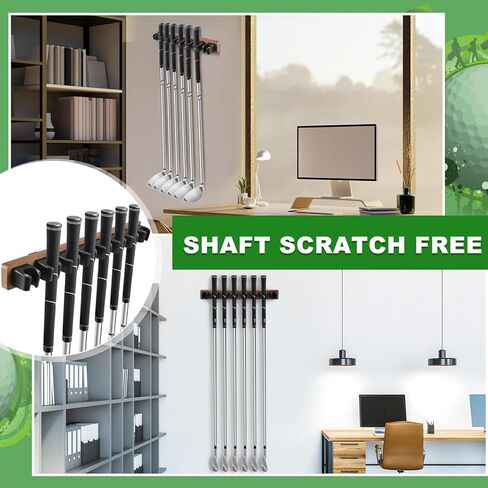 Wooden Golf Club Holder 8 Clips Golf Club Rack Golf Organizer for Garage Wall Display Golf Club Wall Mount Golf Club Hanger with Screws for Golf Club Putters, Grip up Type in Kuwait