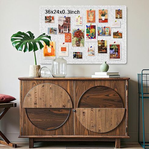 Foldable Bulletin Board, 36x24 Inch Cork Board Alternative, Felt Pin Board for Wall Mounting, Photo Board Self-Adhesive Surface, Vision Board Decoration for Office, Home, Classroom, 35 Pushpins, Gray in Saudi Arabia
