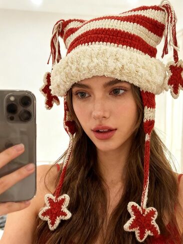 Crochet Hats for Women Vintage Beanies Women Fox Hat Grunge Accessories Slouchy Beanies for Women in Kuwait