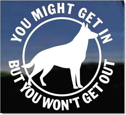 قد تدخل، لكنك لن تخرج | ملصق الفينيل GSD German Shepherd Guard من NickerStickers® in Saudi Arabia