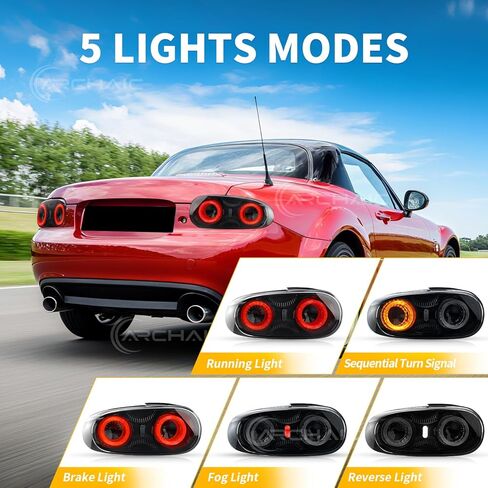Archaic Tail Lights Compatible for Mazda MX-5 MK3 Miata NC2 NC3 2009-2015,w /3D Animation DRL,JDM Design Taillights in Saudi Arabia