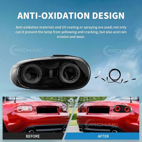 Archaic Tail Lights Compatible for Mazda MX-5 MK3 Miata NC2 NC3 2009-2015,w /3D Animation DRL,JDM Design Taillights in Saudi Arabia