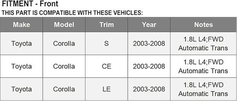 مجموعة عمود المحور الأمامي Maxfavor مناسبة لسيارة Toyota Corolla 2003 2004 2005 2006 2007 2008، L4 1.8L ناقل تلقائي فقط، نماذج S CE LE، عمود المحور المشترك CV جانب سائق الركاب الأمامي in Saudi Arabia