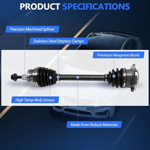 MAXFAVOR CV Axle Front Fit for VW Passat 1998-2003 2004 2005, for Audi A4 1996-2001 and S4 2000-2002 CV Axles 1.8L 2.8L 4.0L Auto Trans, FWD Left and Right Side CV Joint Shaft Assembly in Saudi Arabia