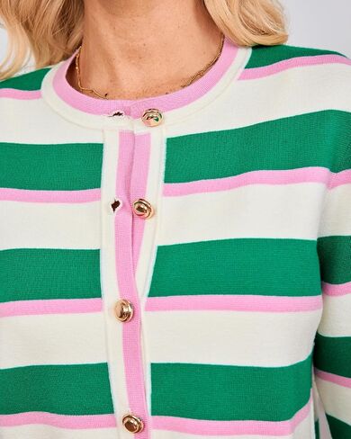 Women's Cardigan Sweater Open Front Color Block Button Down Knit Tweed Jackets Fall Cropped Coat in Kuwait