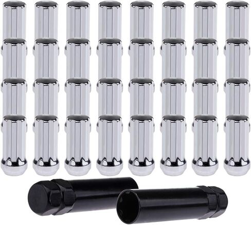 SCITOO 32pcs 9/16" Wheel Lug Nuts Set Tall 2 * 0.90 Closed End Lug Nuts +2 Socket Key Replacement fit for Dodge for Ford for Ram OEM Factory Chrome in Saudi Arabia