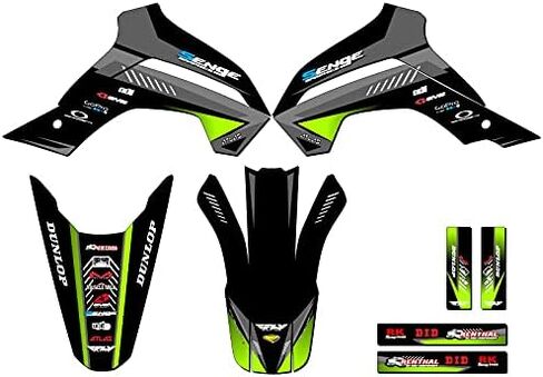 2021-2025 KLX 140 RF Surge Black Senge Graphics مجموعة كاملة مع معرف رايدر. متوافق مع كاواساكي in Saudi Arabia