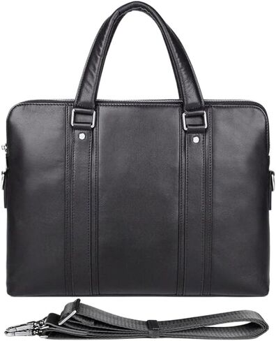 Carrying Cases Genuine Leather Briefcases Handbags Crossbody Bags Shoulder Bags Laptop Bags(Black) in Saudi Arabia