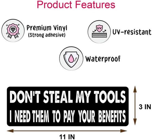 ملصق مضحك مقاس 11x3 بوصة (3 قطع) - لا تسرق أدواتي، فأنا أحتاجها لدفع فوائدك - ملصق مضحك - لا تسرق أدواتي، فأنا بحاجة إليها لدفع فوائدك - ملصق مضحك in Kuwait